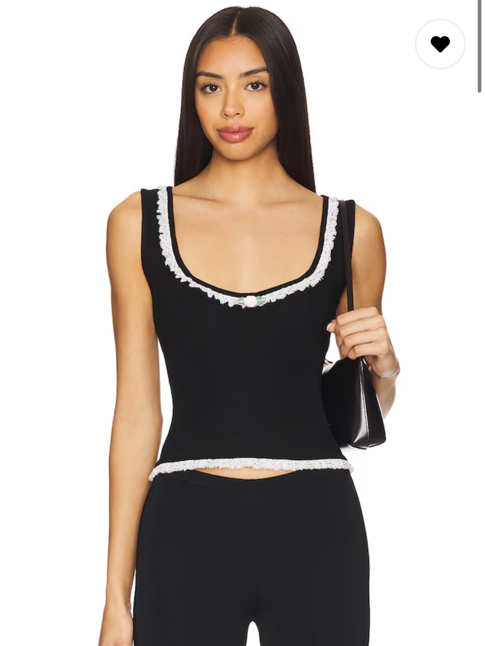 Majorelle Black Tank with White Lace Trim